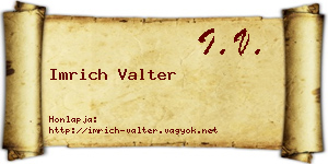 Imrich Valter névjegykártya